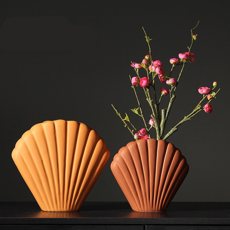 Shell Floral Ceramic Vase