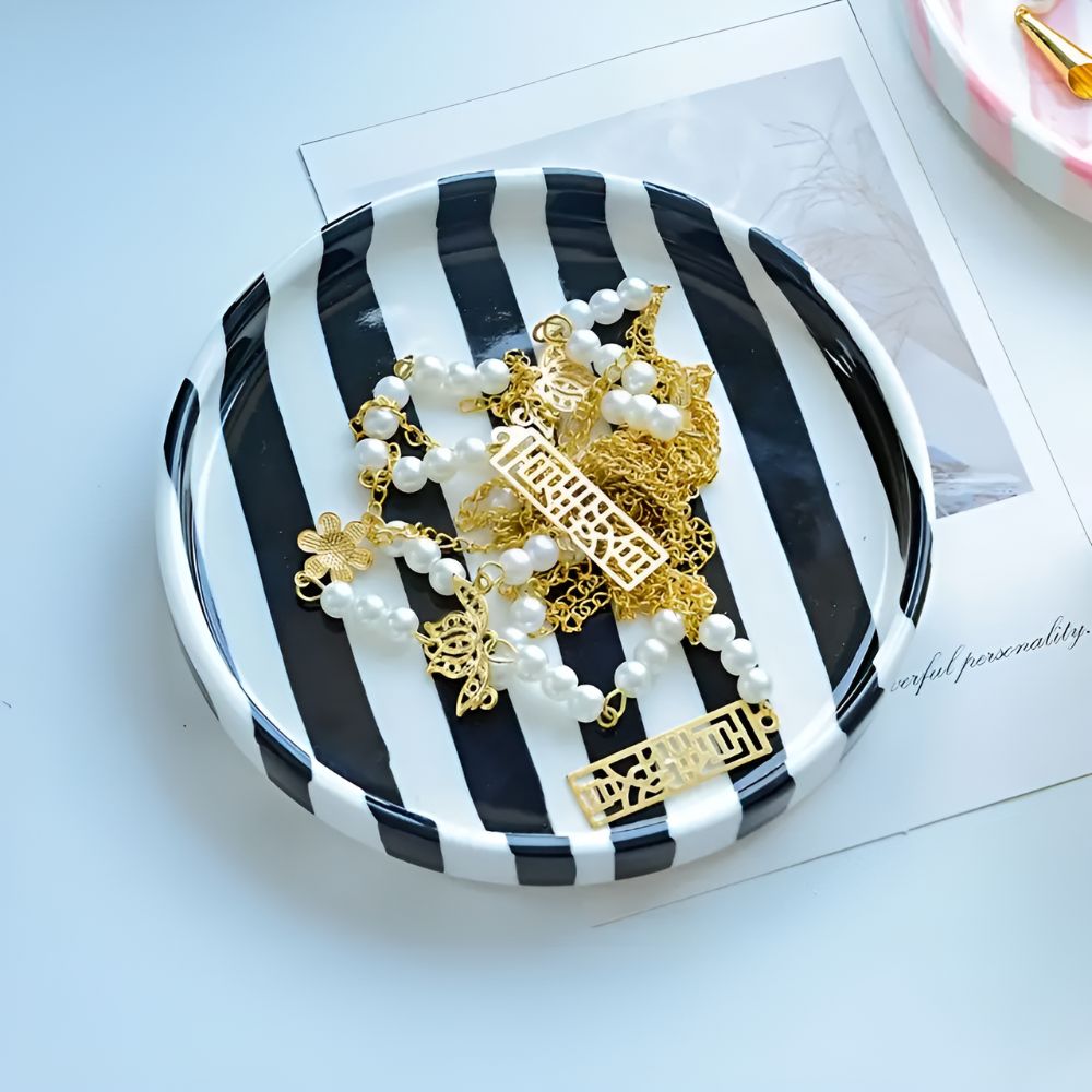 Silva Ceramic Stripe Jewelry Tray Ink Stripe