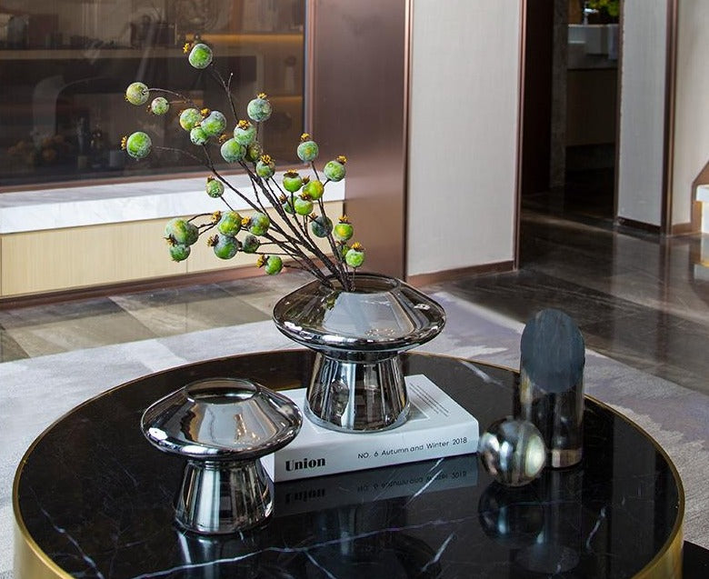 Silver Mirror Modern Glass Vase