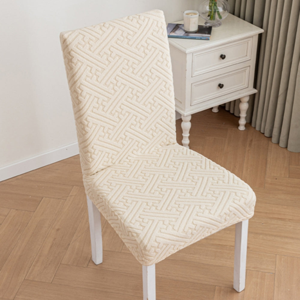Silvra Elastic Lattice Dining Chair Cover Ivory Sand
