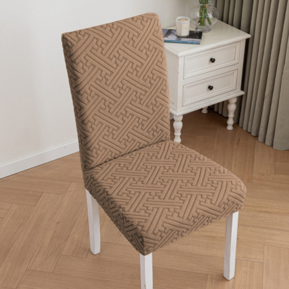 Silvra Elastic Lattice Dining Chair Cover Mocha Maze