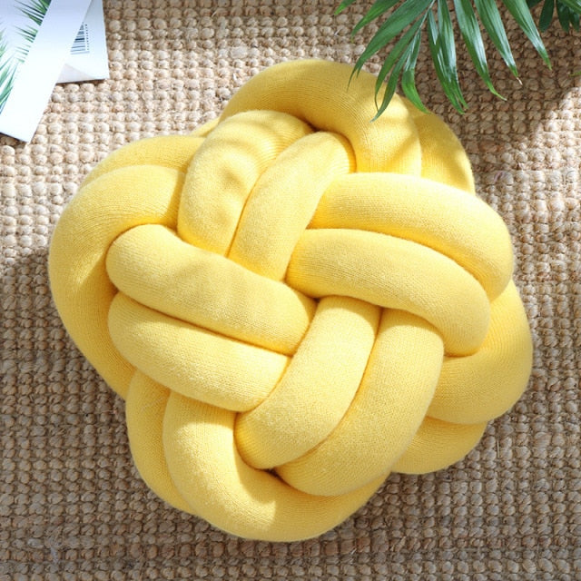 Six Knot Cotton Pillow Yellow