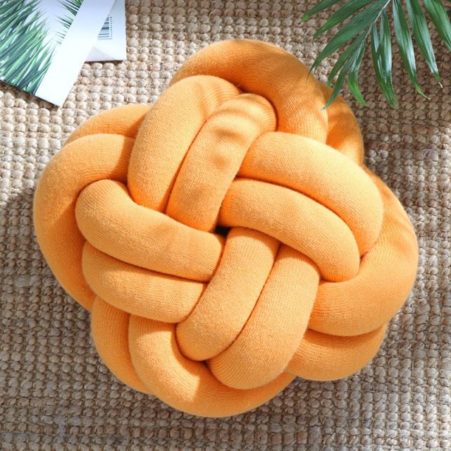 Six Knot Cotton Pillow Orange