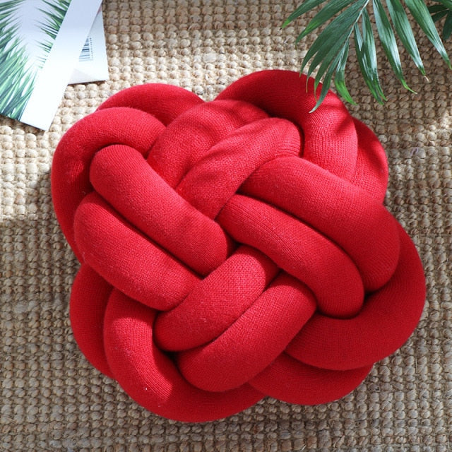 Six Knot Cotton Pillow Red