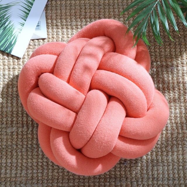 Six Knot Cotton Pillow Pink