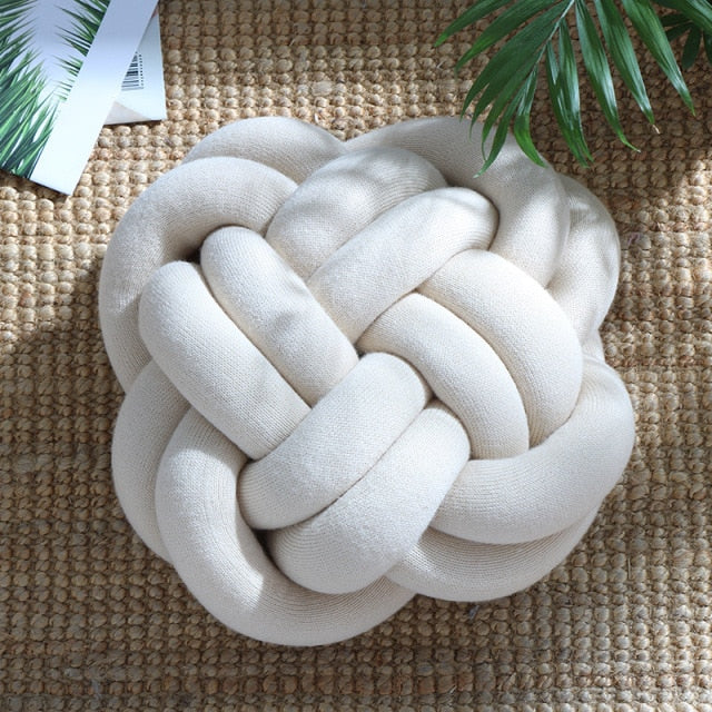 Six Knot Cotton Pillow Beige
