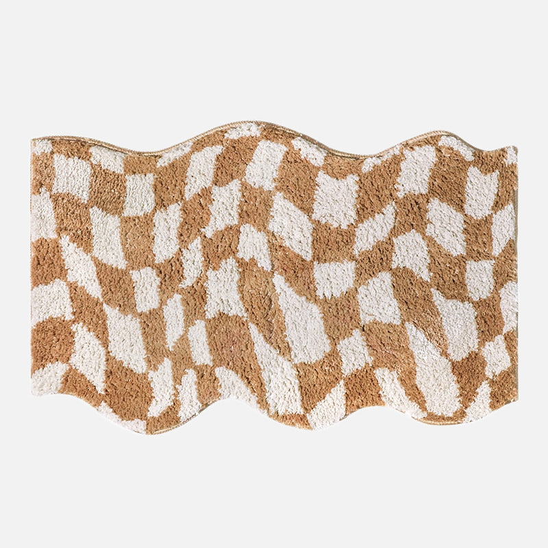 Sketch Checks Tufted Bath Mat Khaki