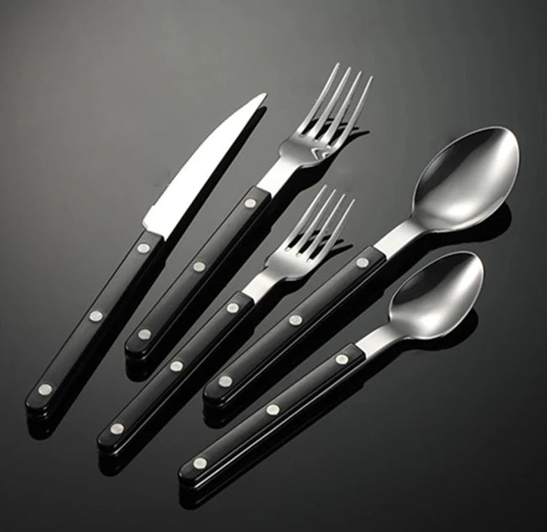 Skol Retro Flatware in Brushed Stainless Steel Black - 5Pcs