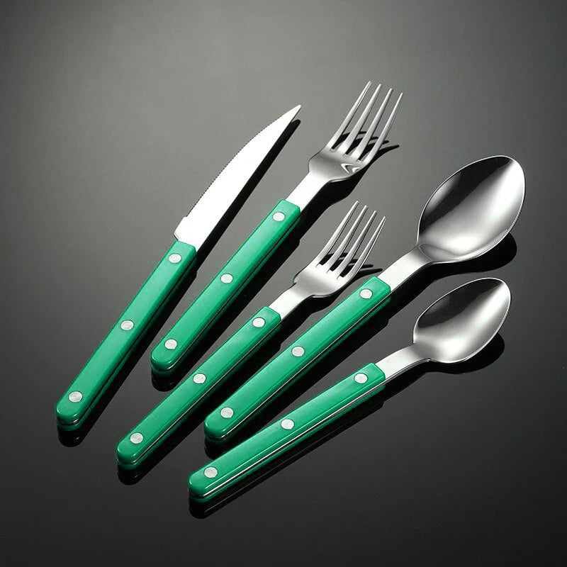 Skol Retro Flatware in Brushed Stainless Steel green - 5pcs