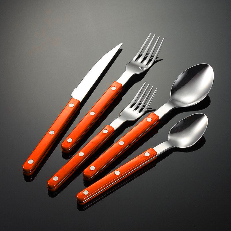 Skol Retro Flatware in Brushed Stainless Steel Bright orange - 5pcs