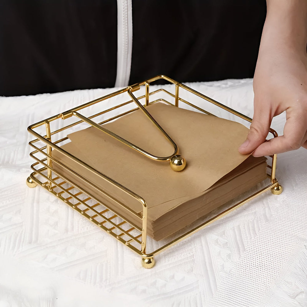 Modern Metal Napkin Holder Rack Gold