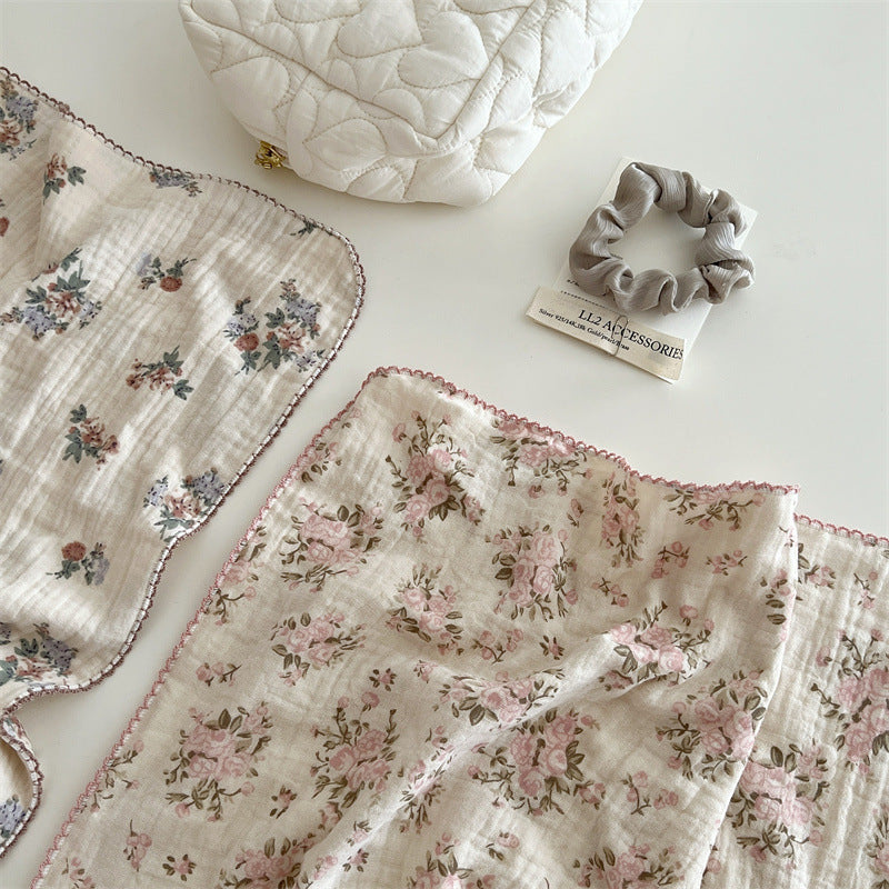Rosebud Pink Floral Baby Blanket – Cotton Muslin