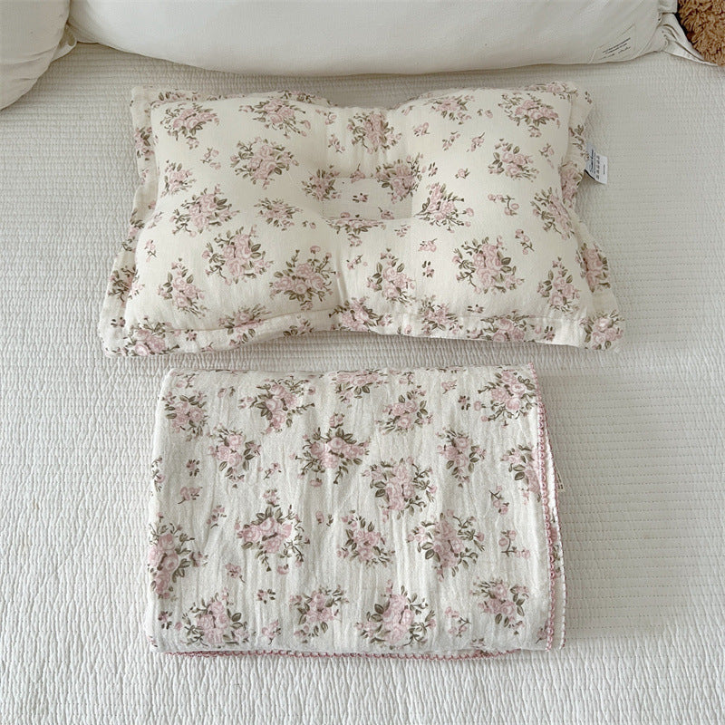 Rosebud Pink Floral Baby Blanket – Cotton Muslin