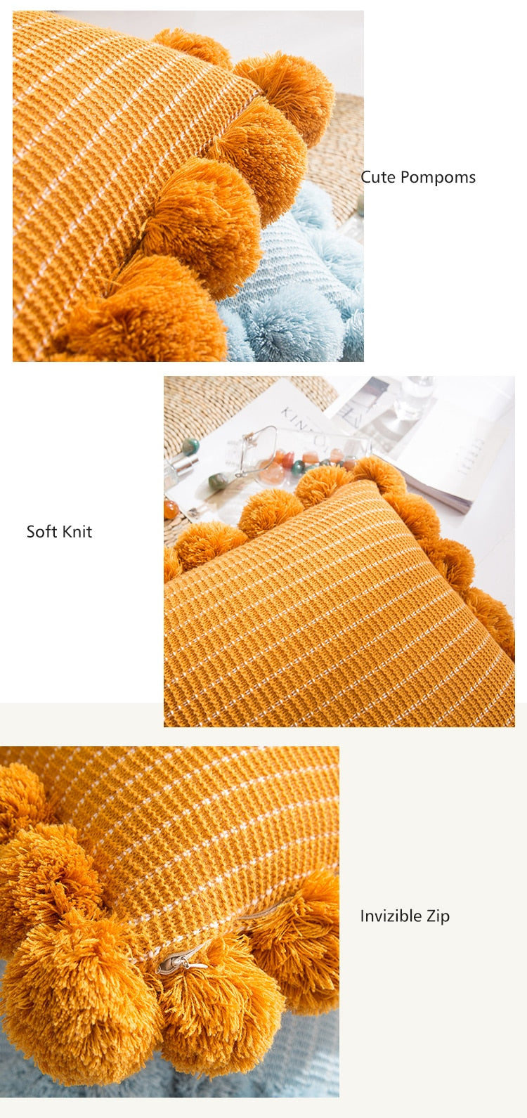Smock & PomPom Square Pillow Cover