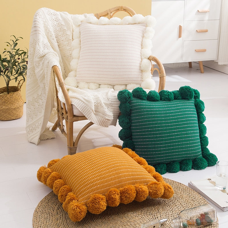 Smock & PomPom Square Pillow Cover