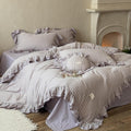 Lavender Plaid Ruffle Bedding Set – Cotton Muslin
