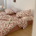 Vintage Rose Knit Cotton Bedding Set – Soft & Romantic