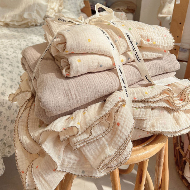 Polka Dot Bedding Set – Ruffle Cotton Muslin