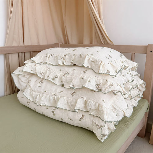 Bunny Ruffle Toddler Bedding Set – Cotton Muslin