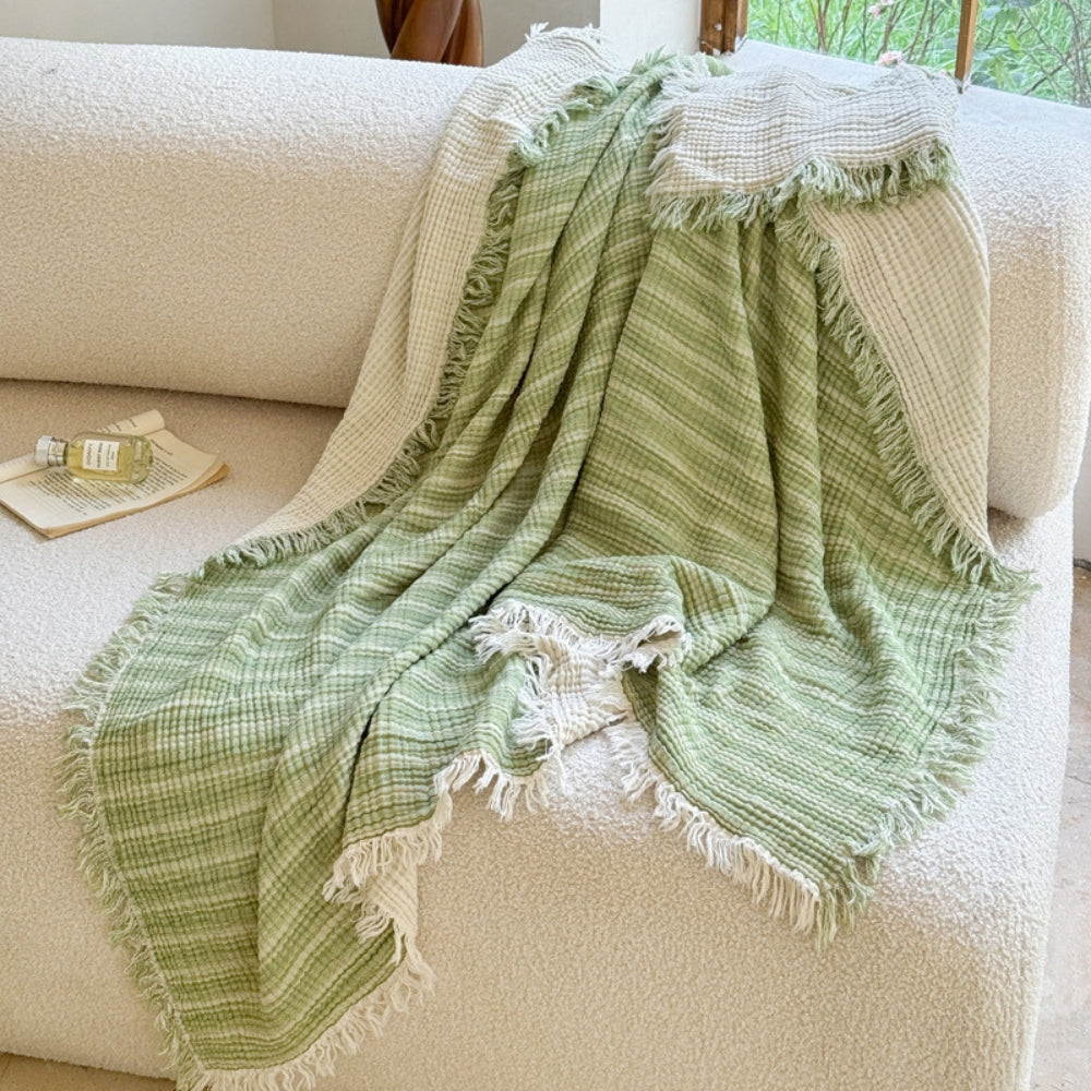 Soft Muslin Breathable Cotton Gauze Blanket Meadow Green