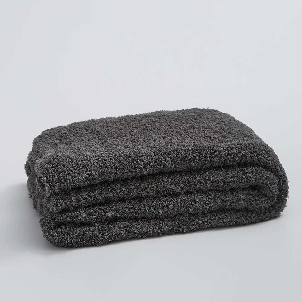 Soft Nest Minimalist Knit Throw Blanket Charcoal Gray