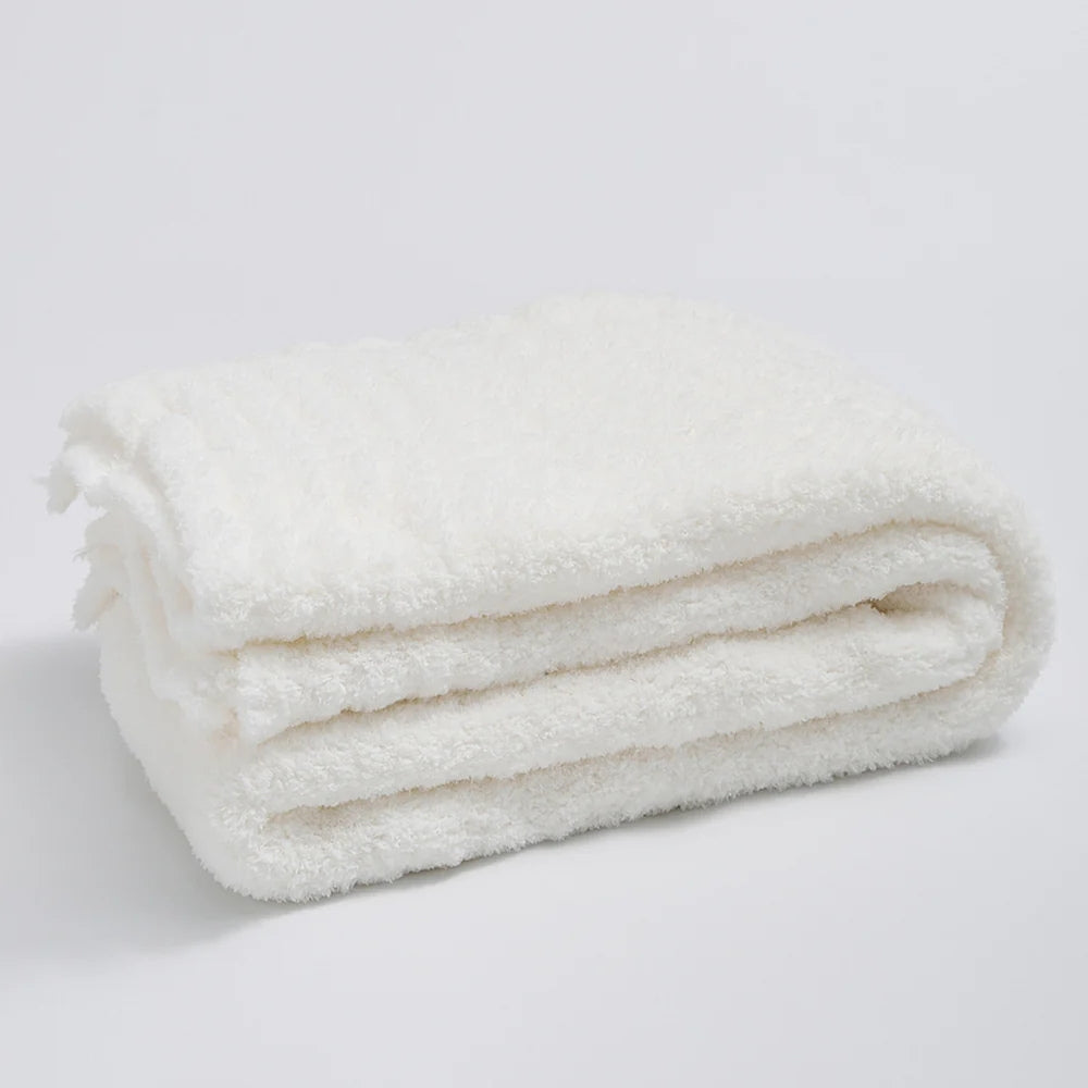 Soft Nest Minimalist Knit Throw Blanket Off-White