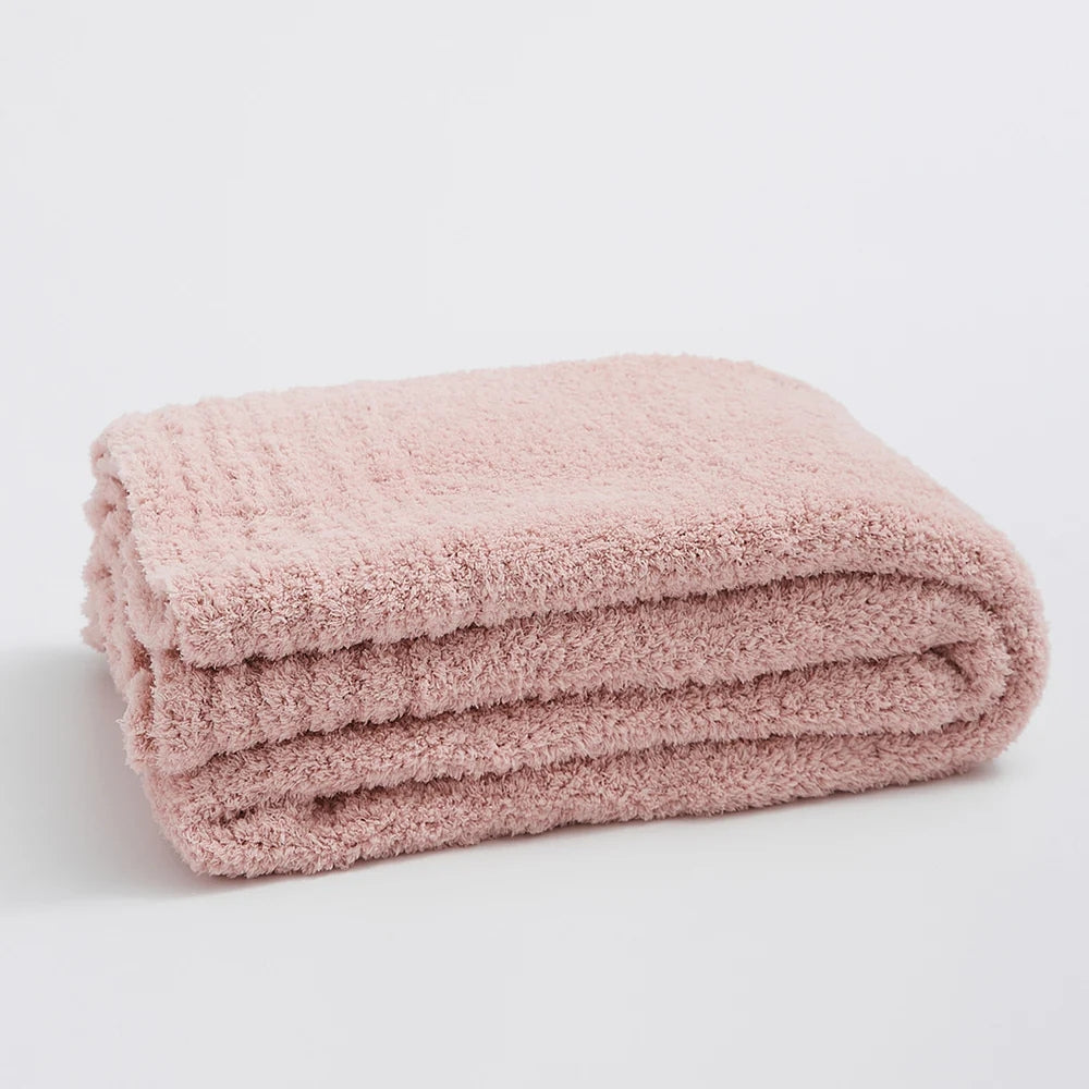 Soft Nest Minimalist Knit Throw Blanket Blush Pink