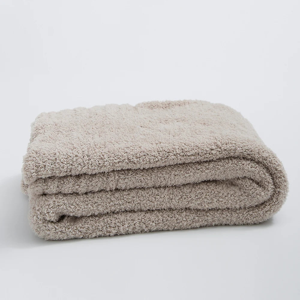 Soft Nest Minimalist Knit Throw Blanket Taupe