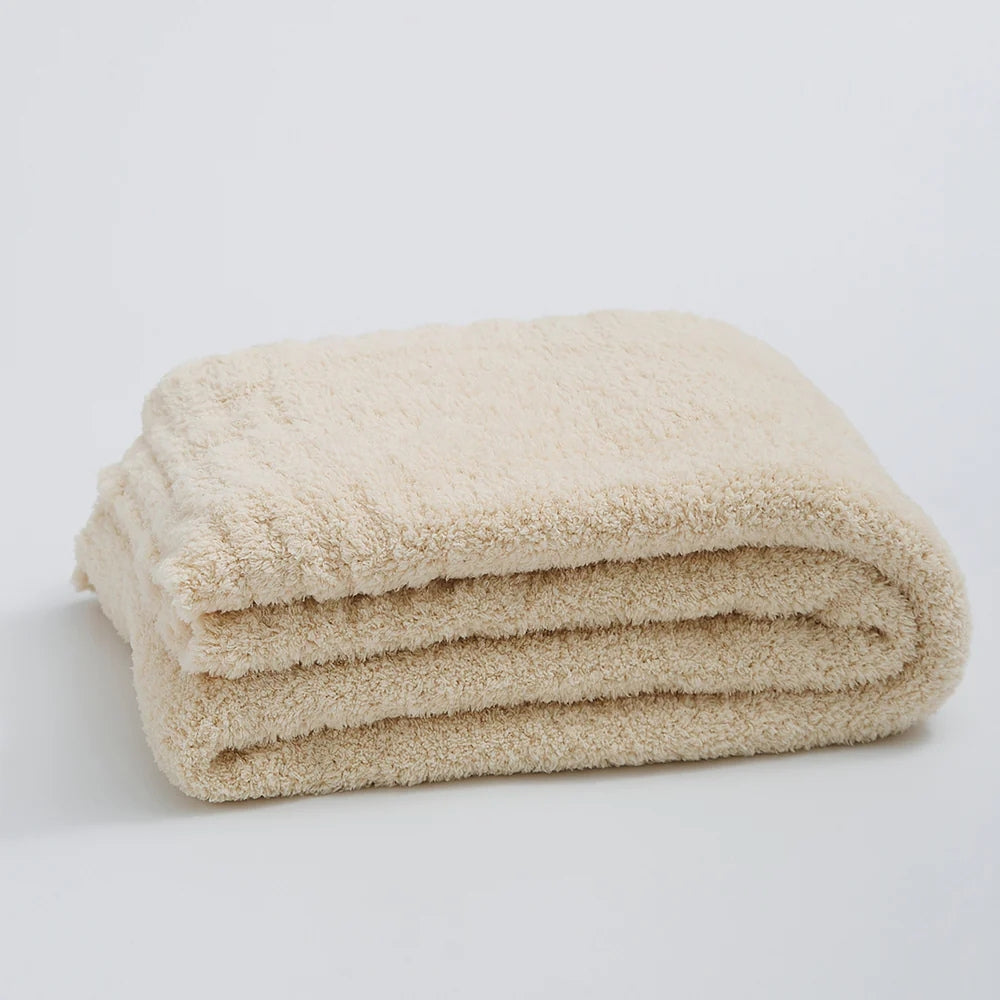 Soft Nest Minimalist Knit Throw Blanket Light Beige
