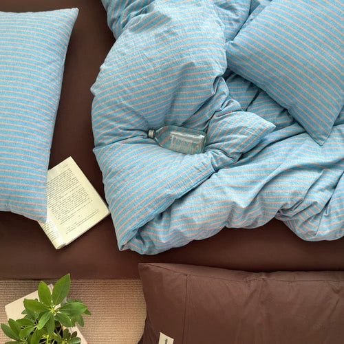 Blue Striped Duvet Cover Set