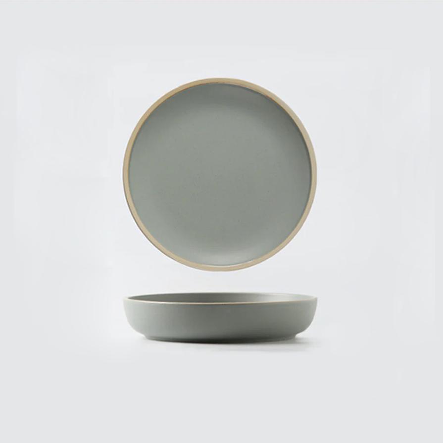 Soho Ceramic Stoneware Dinner Plates Stone 8 inch Deep Plate