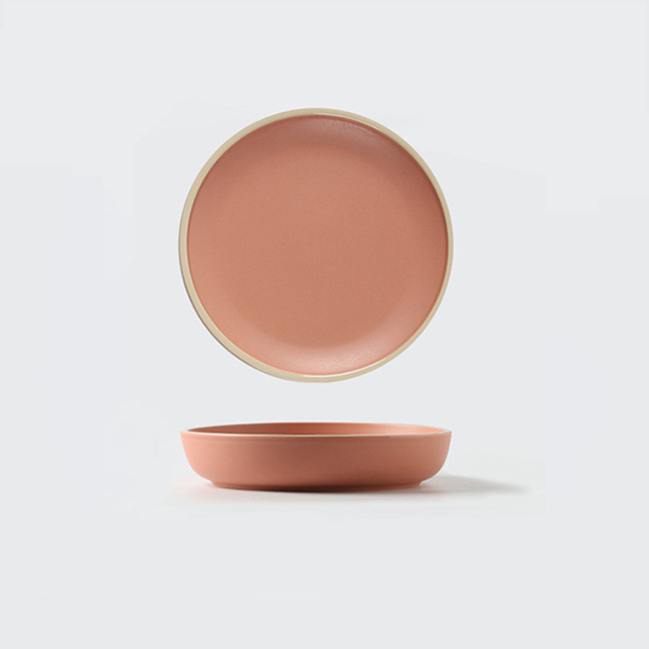 Soho Ceramic Stoneware Dinner Plates Coral 8 inch Deep Plate