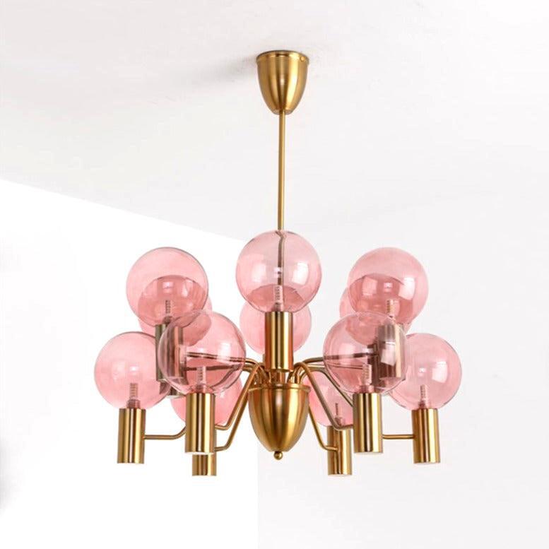 Soiree Glass LED Chandelier Pink 12 Light