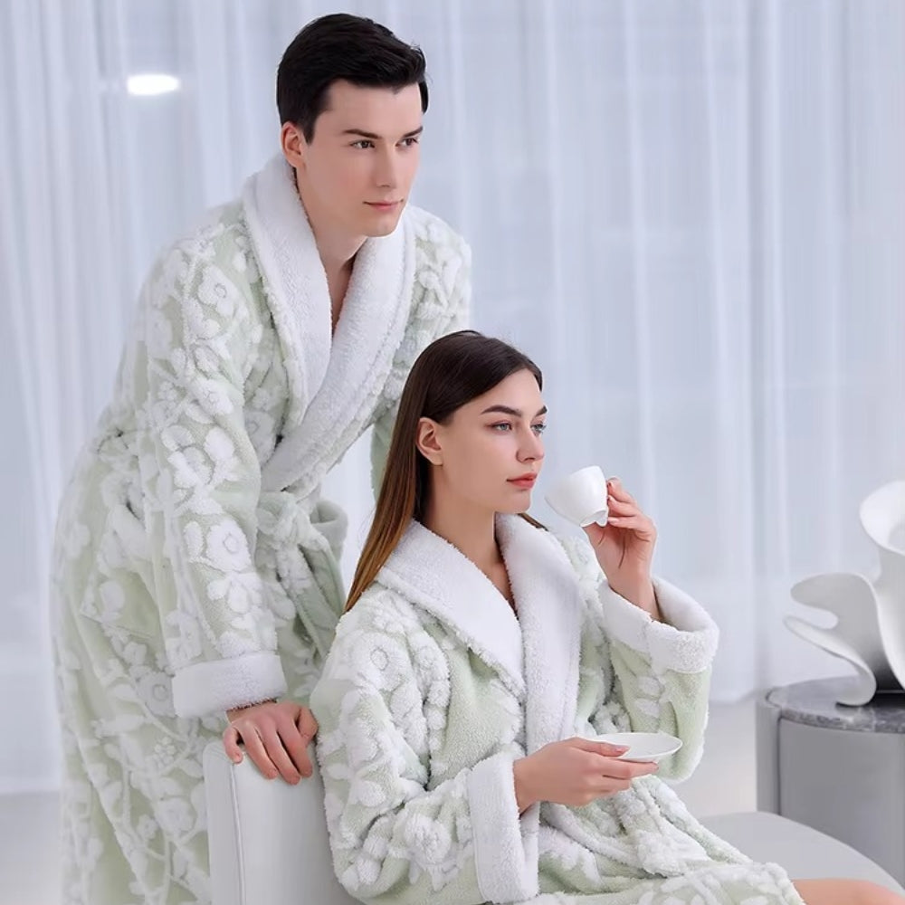 Solane Luxe Jacquard Bathrobe Couple's Rose