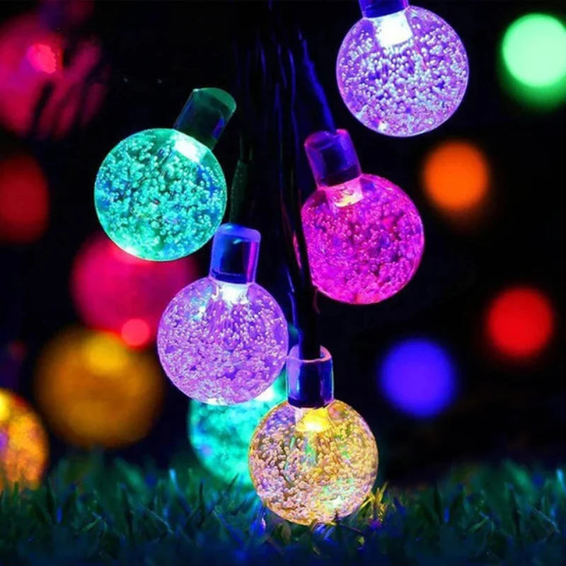 Solar Crystal Globe LED String Lights Multicolor