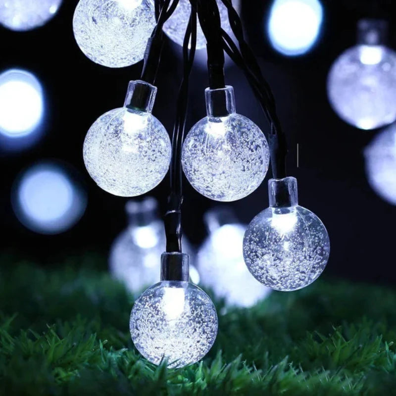 Solar Crystal Globe LED String Lights White light