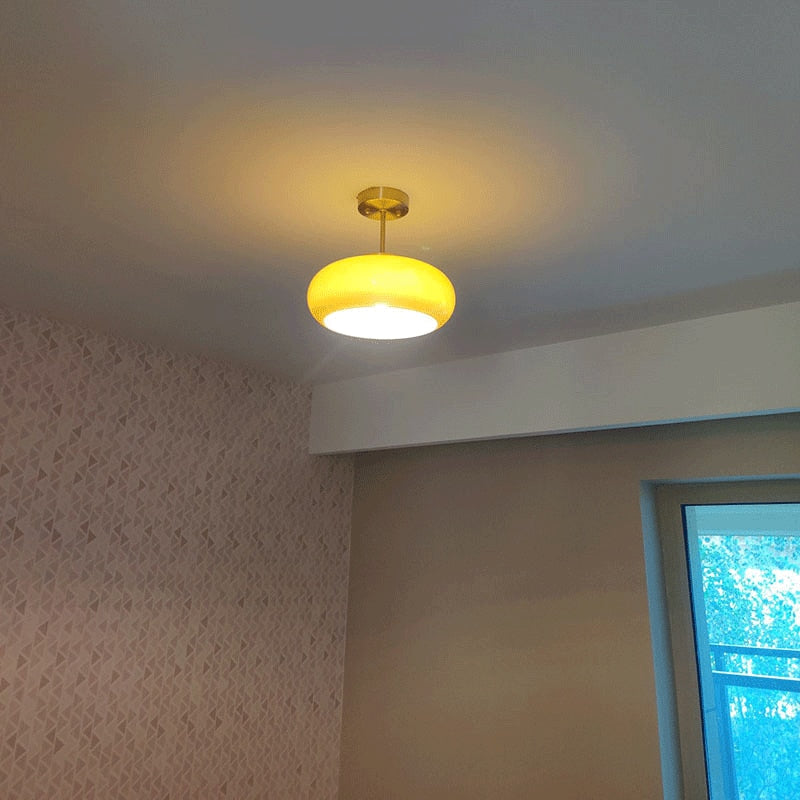 Soleil Retro Brass &  Glass Ceiling Lamp