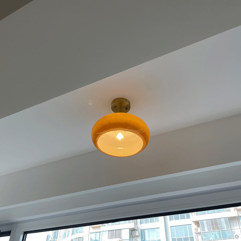 Soleil Retro Brass &  Glass Ceiling Lamp