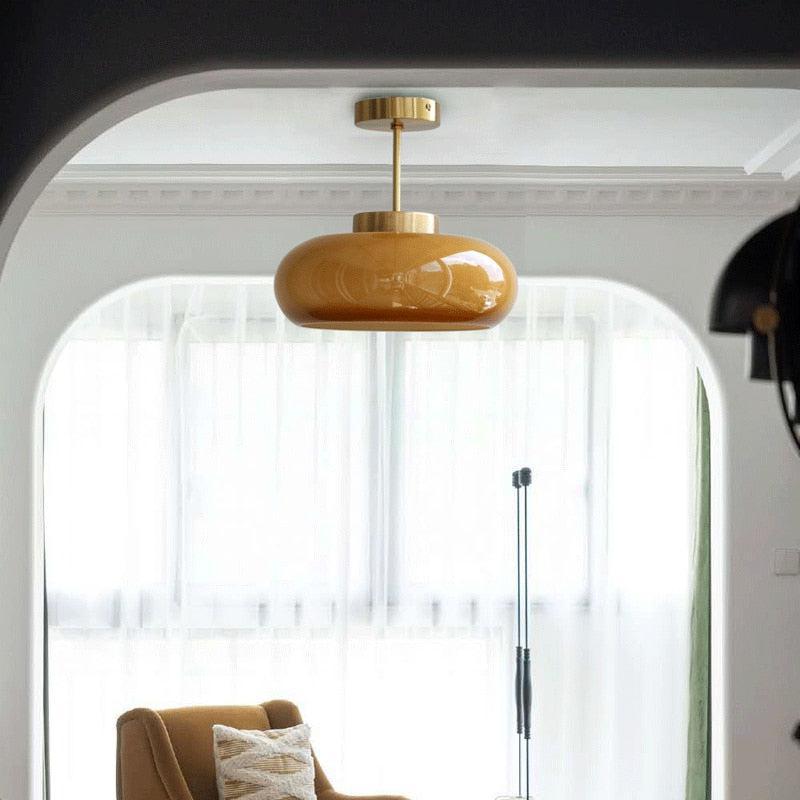 Soleil Retro Brass &  Glass Ceiling Lamp