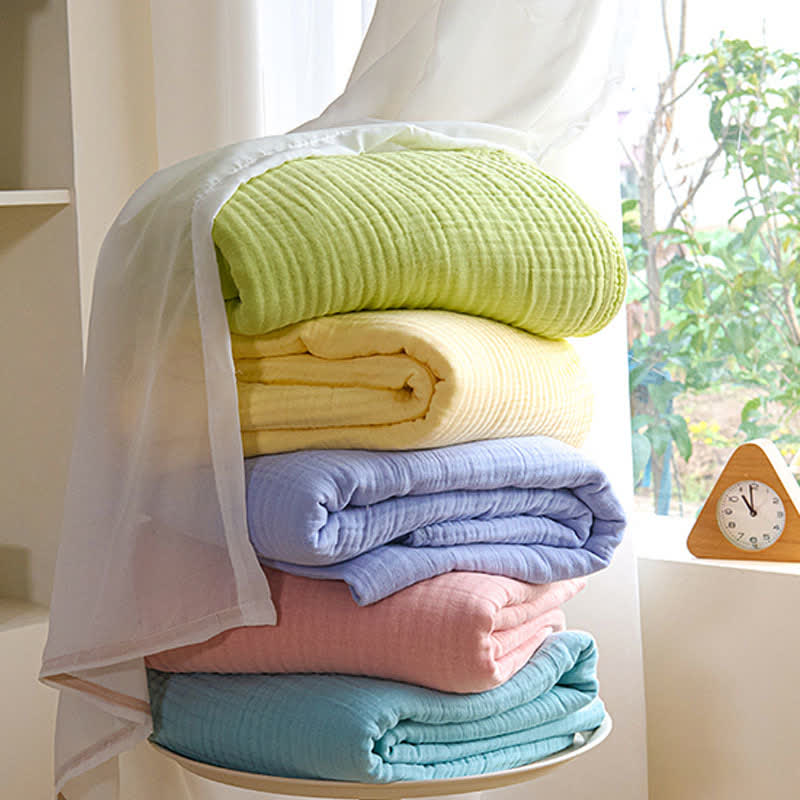 Cotton Waffle Blanket - Breathable All-Season Throw