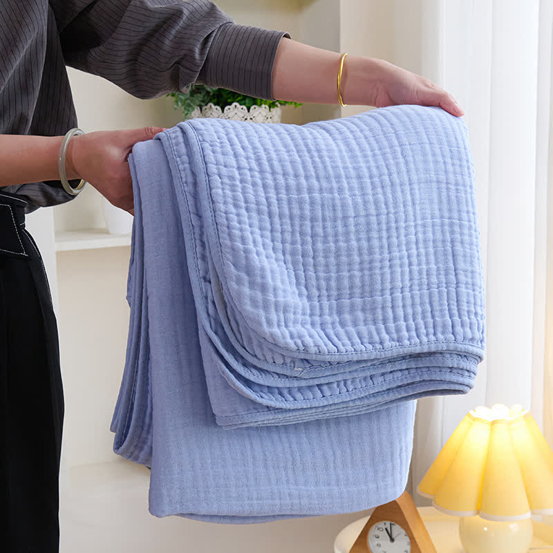 Cotton Waffle Blanket - Breathable All-Season Throw Purple