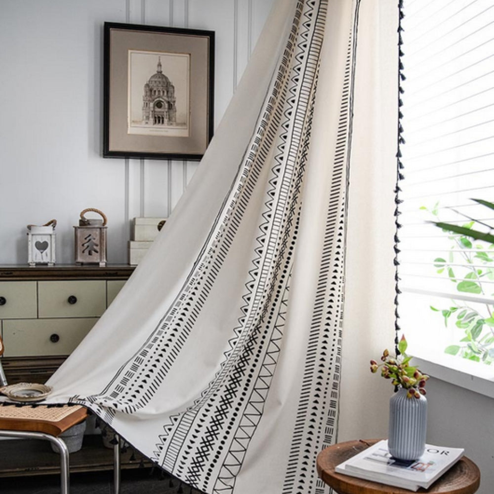Solstice Loom Artisan Tassel Curtain Midnight Ink