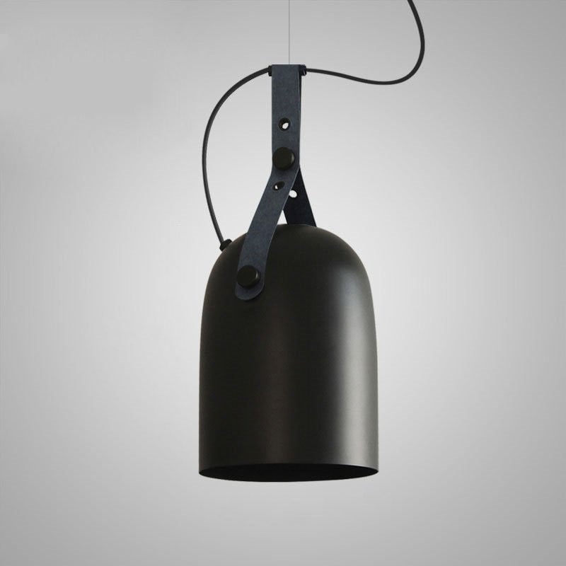 Sonoma Metal & Leather LED Pendant Light Black Long