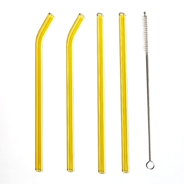 Sorbet Glass Straw 4Pc Set Lemon