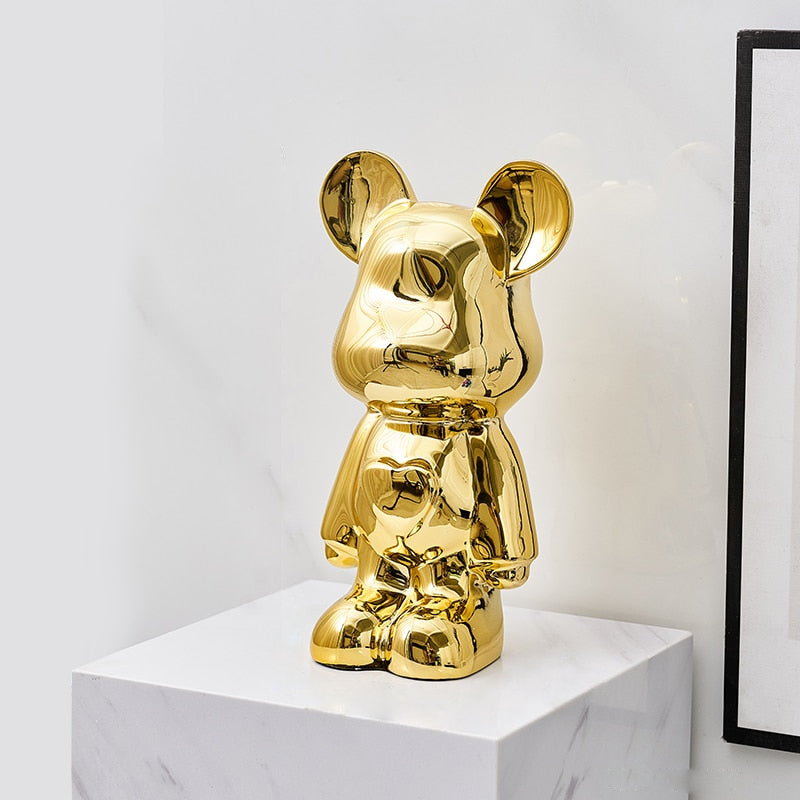 Space Bear Metallic Sculpture Figurine Golden