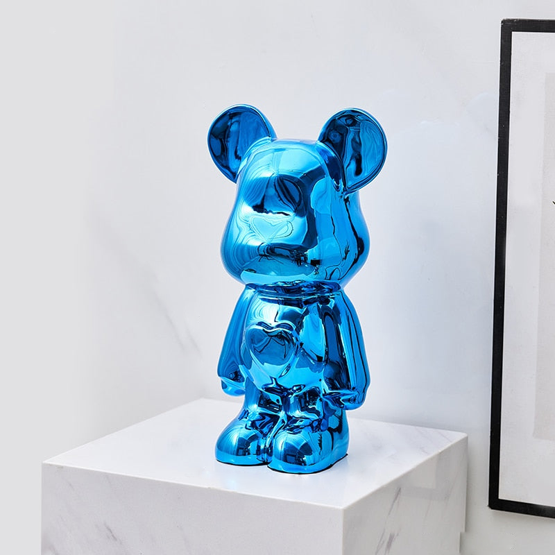 Space Bear Metallic Sculpture Figurine Blue