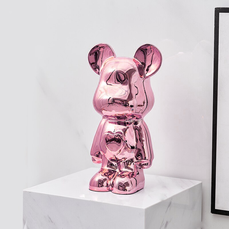 Space Bear Metallic Sculpture Figurine Rose