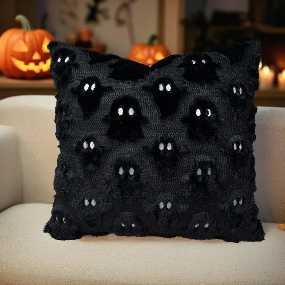 Spooky Ghost Plush Halloween Cushion Cover Midnight Ghost