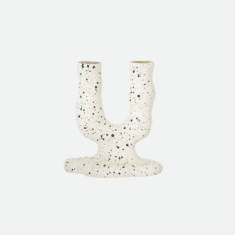 Spotted Resin Candle Holder White Two Candle