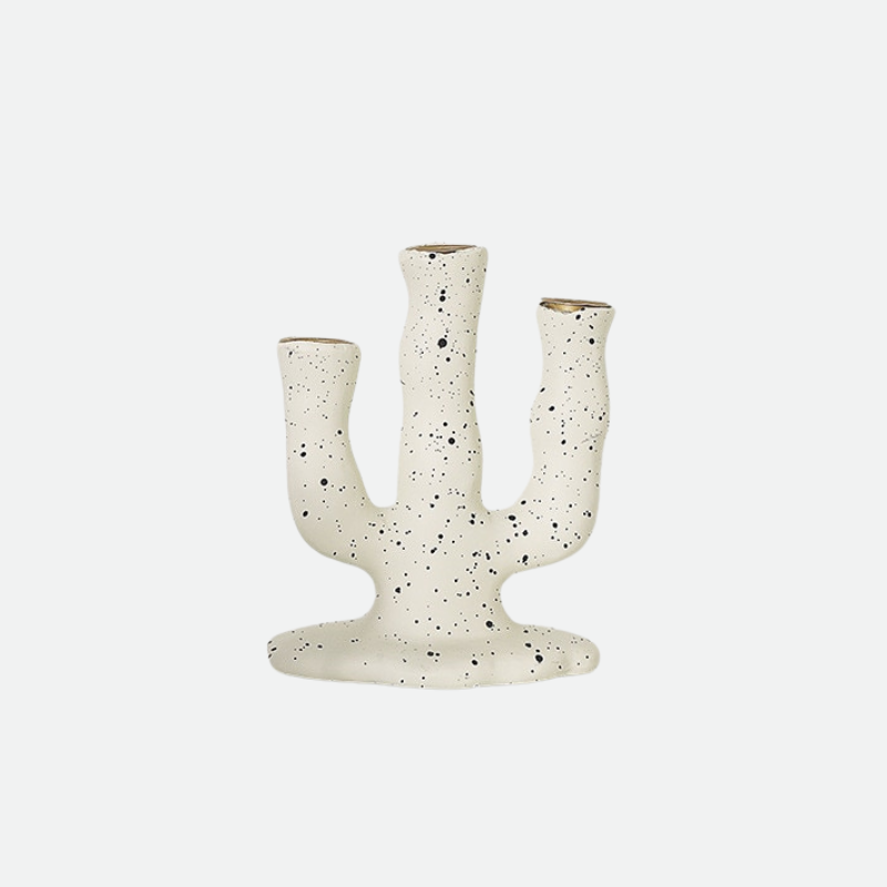 Spotted Resin Candle Holder White Three Candle